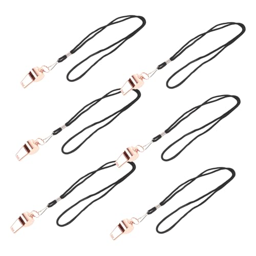 6 silbatos de árbitro en acero inoxidable con cuerda rosa gold miniatura 1