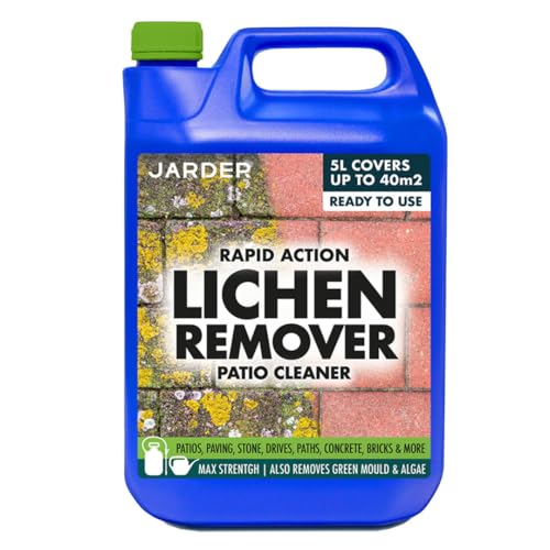 Jarder Rapid Action Ultra Powerful Lichen Remover 5L Removes Lichen Black Spot White Spot Dirt Grime Algae Mould and More - Safe on All Stone Types