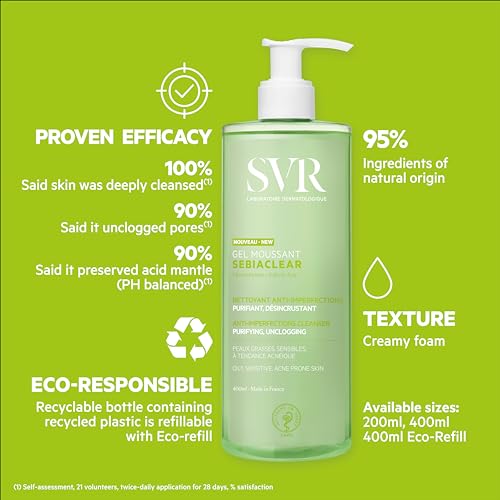 SVR SEBIACLEAR Salicylic Acid Face and Body Wash for Oily Acne-Prone, and Combination Skin. Purifying - Image 4
