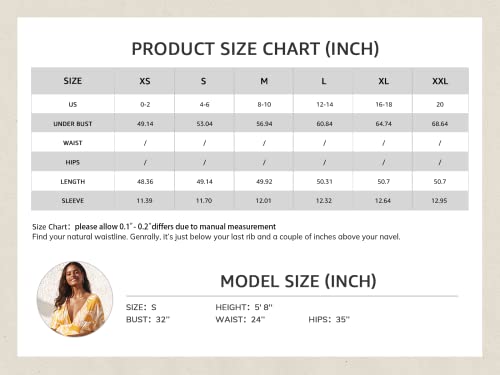 Cupshe Maxi Dress For Women Summer Empire Waist V Neck Split Short Sleeves Yellow Floral Printed, L #TOP5