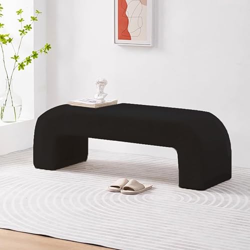 Banc en velours bouclé noir pour entrée et meuble de lit