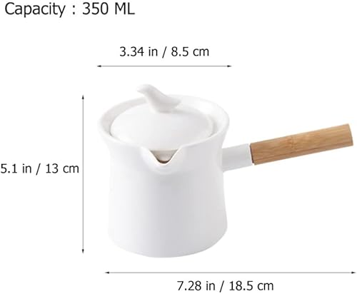 Miniatura 4 de Cabilock Cacerola de cerámica con mango de madera, calentador de mantequilla, mini olla de cocina para leche, té, café, comida para bebés