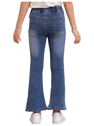 JEATHA Girl's Flare Jeans Classic Washed Distressed High Waist Bell Bottom Pants Denim Trousers Casual Wear2
