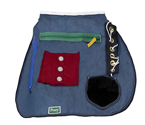 TIDI 7400 Posey Activity Apron – Blue Denim Apron with Bright Colors and Multiple Textures – Quantity: 1 – Fidget Apron – Sensory Apron – Home Care