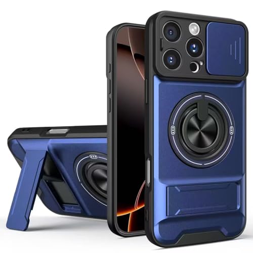 PONRFEKT Funda para Vivo Y31 5G / Y21D 4G con [360°Metal Anillo Ajustable Giratorio],Uso Rudo Carcasa Cubierta de cámara Deslizante Proteger Silicona TPU Armor Bumper Case-Azul