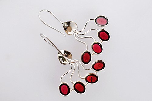 Boucles d'oreilles pendantes argent 925 grenat ovale 50mm - 4