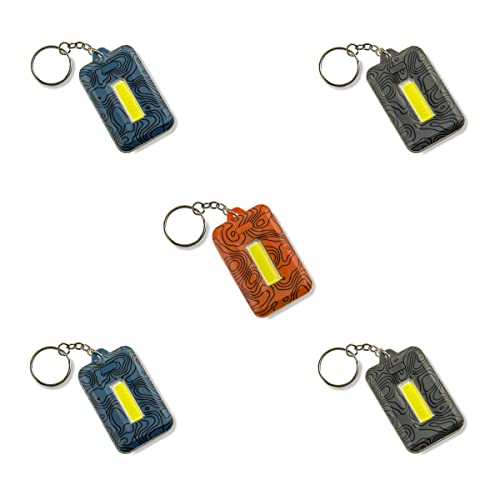 Carson COB LED Keychain Flashlight with Stainless Steel Keyring with 3 Brightness Settings – Assorted Set of 5 (KL-10AS)