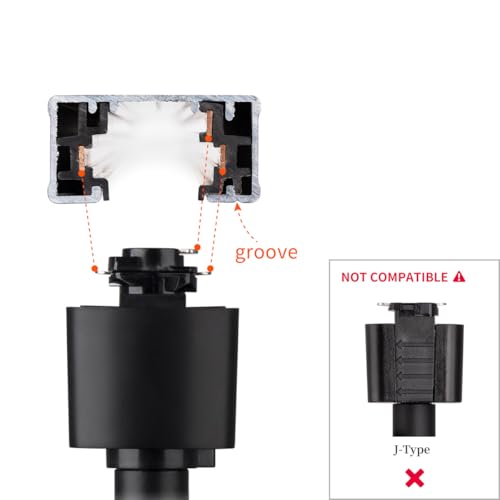 Image of mirrea Black H Type 6-feet Track for Ceiling Track Lighting Pack of 4