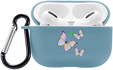 LuGeKe Cute Elephant Blue Case Cover for Airpods Pro with Keychain, Kawaii Lovely Animal Soft Shockproof Protective Airpods Pro Cases Cool Charging Case with Design for Boys Girls Lady Man Kids