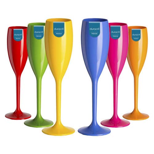 06 Taças De Espumante Acrílico 160 Ml Varias Cores