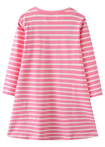 Toddler Girl Long Sleeve Dress Stripe Rainbow Christmas Easter Cotton Casual Tunic Playwear Basic Shirt Party Dresses2