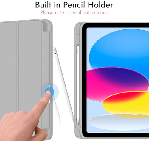Image of Robustrion Case for iPad 11th Gen (A16) / 10th Generation Cover Case (2025 /2022), Smart Flexible Trifold Flip Stand Cover [Pencil Holder] for iPad 10th Gen / 11th Generation [Auto Sleep Wake] - Grey