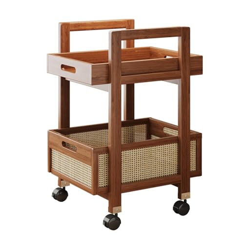 Bvdfgk Carrito Utilitario Rodante de 2 Niveles, Carrito de Almacenamiento Lateral para Sofá con Ruedas, Mesa de Té Móvil, Mesa de Noche, Carrito, 50 cm x 30 cm x 57,2 cm