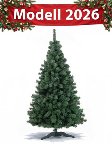 DecoKing Künstlicher Weihnachtsbaum 180 cm TESTSIEGER - Naturgetreu, dichte Zweige Ø 105 cm | 10 Jahre Garantie | Einfach aufzubauender Christbaum | Tannenbaum künstlich Premium | Made in EU | Lena