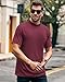 Wihion Mens Ribbed Mock Turtleneck T-Shirt Short Sleeve Solid T Shirts Thermal Underwear Tops Wine