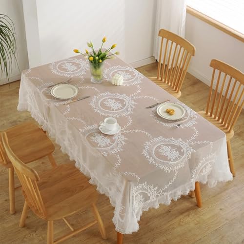 Nappe table basse rectangulaire 140x220cm Beydodo dentelle brodée - 5
