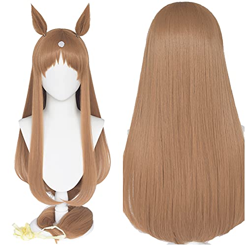 NoryNick ウィッグ グラスワンダー コスプレ ウィッグ コスチューム ウィッグネット付き 耳としっぽ付き