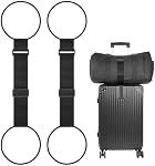 BILIONE Updated Add a Sacs à bagages 2 Pack, Large ceinture élastique réglable Bungee pour connecter deux valises, en toute sécurité & Essentiels de voyage (Noir)