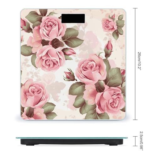 Báscula digital de vidrio templado rosa floral miniatura 2