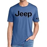 Detroit Shirt Company Men's Jeep Text Logo T-Shirt - Official Licensed Jeep Wrangler Shirt, Soft Poly Cotton Tee (US, Alpha, X-Large, Regular, Regular, Maritime Blue)
