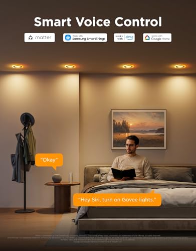 Lighting Govee Smart Recessed Lighting 4 inch, RGBIC LED Recessed Light Compitable with Matter and Alexa, 2700K-6500K Dimmable 900LM Canless Downlight with Junction Box for Bedroom, 4 Pack SmartThings Compatible Lighting Govee Smart Recessed Lighting 4 inch, RGBIC LED Recessed Light Compitable with Matter and Alexa, 2700K-6500K Dimmable 900LM Canless Downlight with Junction Box for Bedroom, 4 Pack SmartThings Compatible