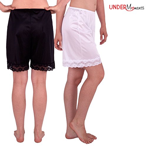 Under Moments Women\'s Classic Pettipants Bloomers boxer-Black-White-3XL-2PK