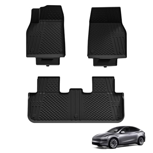 3W Fußmatten für Tesla Model Y Neu 2025 2026 Juniper (Premium/Performance), Nicht für 2026 Model Y Standard, TPE Allwetter Gummimatten für Tesla Model Y Auto Fussmatten Zubehör, Antirutschma