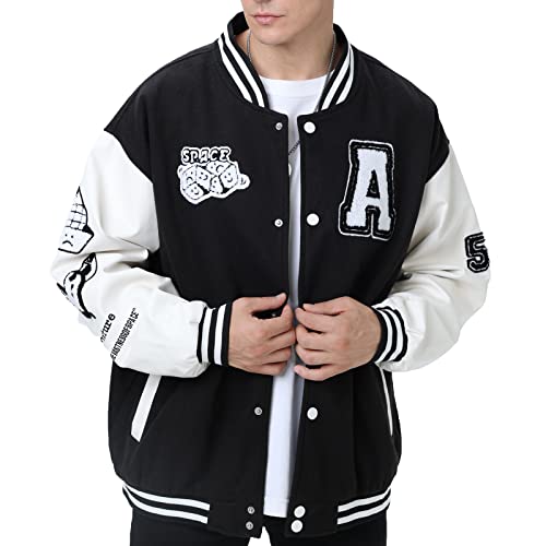 Image of Varsity Jacket Unisex Y2K Embroidered Letterman Bomber Jacket Casual Baseball Jackets