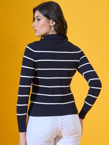 Image of 98 Degree North Women Spread Collar Sweater-G1577-BLACK