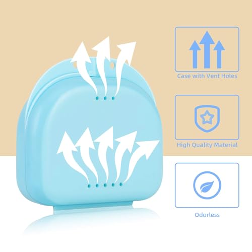 Annhua Dental Mouthguard Container Orthodontic Retainer Case with Vent Holes, Denture Holder Box Clear Aligner Case Slim for Household|Travel|Office - Bluish - Light & Easy to Carry - Thumbnail 3