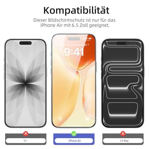 NEW'C Schutzfolie für iPhone Air für Panzerglas mit Montagehilfe – Ansicht 2