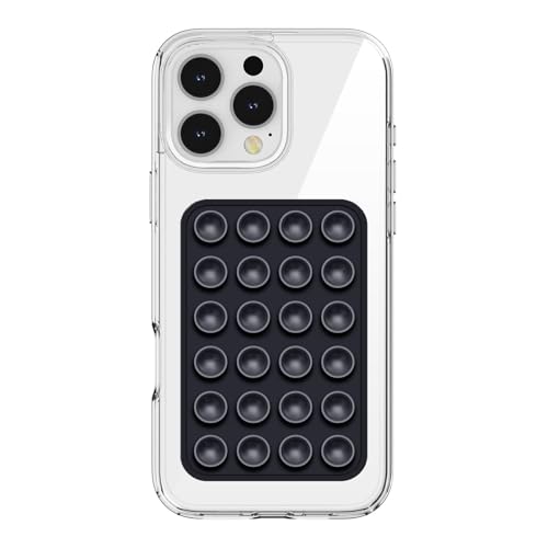 PKYAA Anteel Silicone Suction Phone Case Mount Silicon Adhesive Phone Accessory for Smartphones Hands-Free Mirror Shower Phone Holder for Selfies Tiktok Videos (Black)