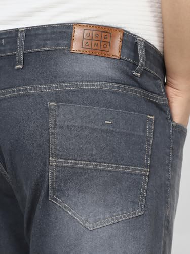 Image of Urbano Plus Men's Straight Fit Mid Rise Washed Jeans Stretchable