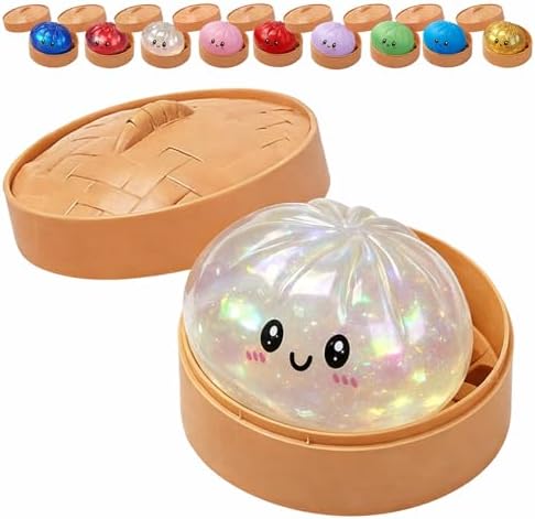 Glitter Dumpling, Glitter Dumpling Squishy with Box, Dumplings Sensory Squeeze Toy for Stress Relief (White) - View 3
