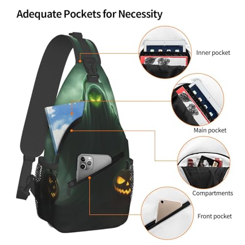 Green Ghost Horror Halloween Pumpkin Stylish Men'S Messenger Bag - Durable Polyester, Huge Capacity & Adjustable Strap4