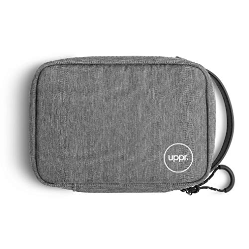 UPPERCASE Organizer 7.5 Portable Electronic Accessories Travel Pouch with Leather Handle for Laptop