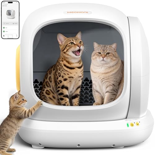 MeoWant Self-Cleaning Cat Litter Box, 75L Extra Large Open Automatic