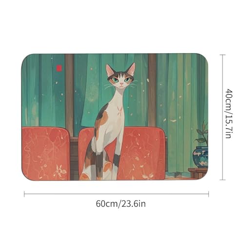 Tapis absorbant l'eau antidérapant 60 x 40 cm en diatomée imprimé chat mignon - 4