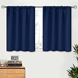 BGment Blackout Kitchen Curtains for Window Over Sink 30 Inch Long - Short Room Darkening Drapes with Rod Pocket Privacy for Basement Bathroom Cafe Window, Navy Blue, 2 Panels, 42 x 30 Inch
