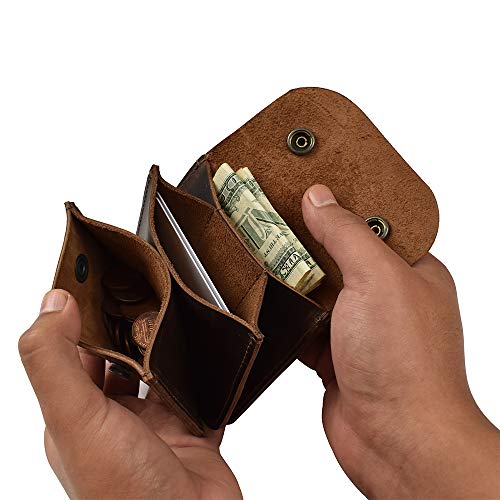 Hide & Drink, Wide Wallet with Slots for Cards, Coins, and Folded Bills, Cash Organizer, Coin Case, Travel Accessories, Full Grain Leather, Handmade, Bourbon Brown2