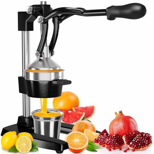 Comparison: Best Stainless Steel Juicer Eurolux Cast Iron Citrus Juicer | Extra-Large Commercial Grade Manual Hand Press | Heavy Duty Countertop Squeezer for Fresh Orange Juice (Bonus Stainless Steel Cup) (Black)