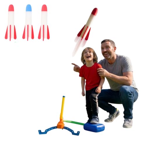 TC Toys - Air Powered Jump Rocket Launcher for Kids - Outdoor Toy Rocket Set with Stomp Foot Pump and 3 Foam Rockets - Fun Active Play Garden Game for Boys & Girls - High Flying STEM Gift for Ages 3+