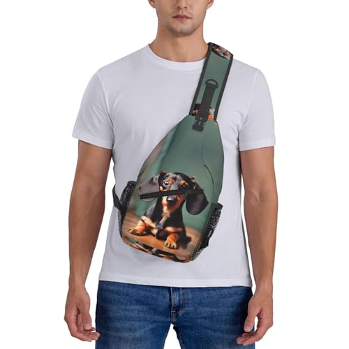 Bolso cruzado de hombro con estampado de perro salchicha miniatura 7