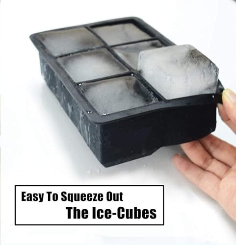 Image of Ice Cube Trays Premium Imported Ice Ball Maker | Silicone 6 Cavity Easy Release 6Cm Round Whiskey Mould with Lid & Funnel for Cocktail & Bourbon - (Color-Black, Weight-300Grams)