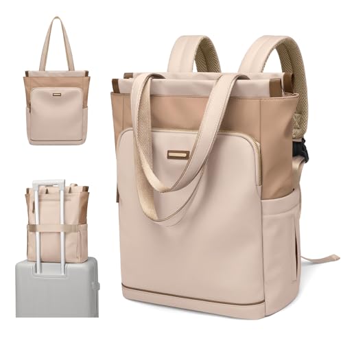 GOLF SUPAGS Convertible Laptop Backpack for Women Casual Daypack Notebook Tote Bag for Work College Travel Leisure (Nut Latte)