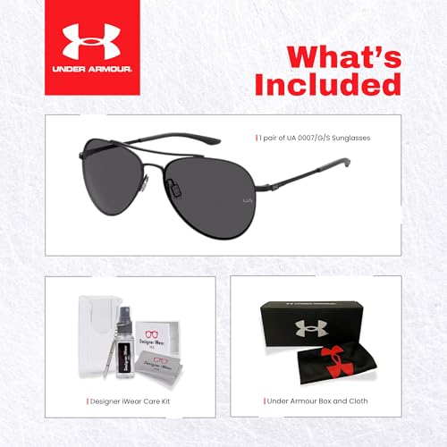Under Armour Instinct UA0007 G S 0003 IR 57MM Matte Black Grey Aviator Sunglasses for Men + BUNDLE With Designer iWear Complimentary 572