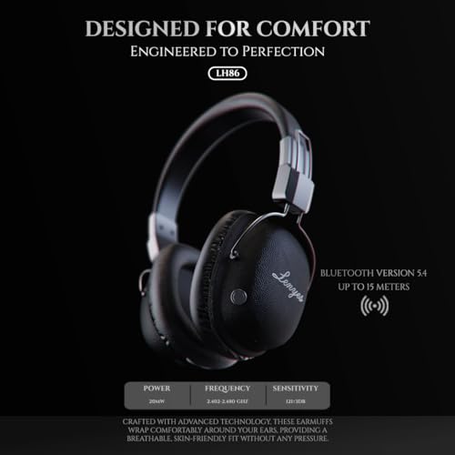 Image of Lenyes LH86 Wireless Over-Ear Headphones | Bluetooth 5.4 | 40mm Drivers | 20H Playtime | Fast Charging | Foldable Lightweight Design | HD Calls | Deep Bass | Perfect for Music, Work & Travel