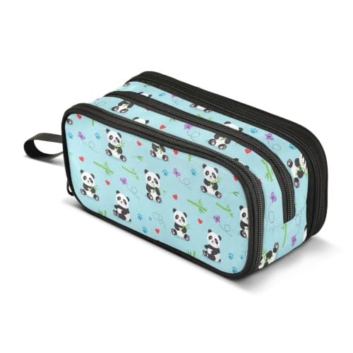 Image of Pencil Case Large Pen Bag with Zipper Cute Cartoon Panda