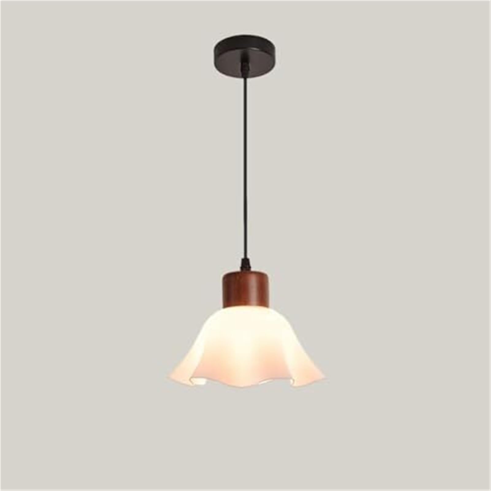 KBUUKYYXouy White Glass Flower Adjustable E27 Pendant Lamp Chandelier Hanging Lighting Ceiling Fixture Classic for Bedroom Kitchen Island Study(A)