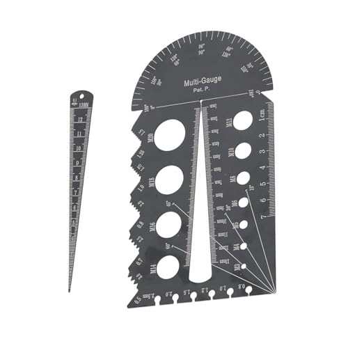 1 medidor de rosca de tornillo con medidas métricas y británicas en práctica medición de rosca de acero inoxidable para manualidades, calibre de rosca doble